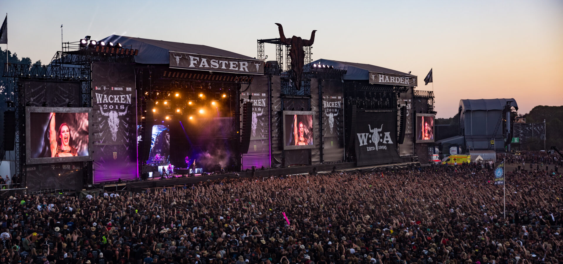 Nightwish performing at Wacken Open Air 2018 with massive crowd